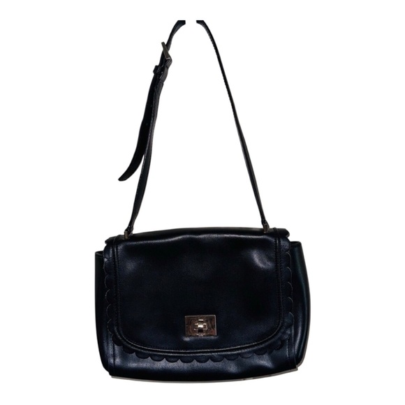 Kate Spade Zani Maple Court Black Scalloped Edge Bag Adjustable Shoulder Straps - Picture 1 of 8